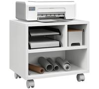 HOMCOM Support d'imprimante Meuble de Rangement Caisson de Bureau Organisateur avec 3 Compartiments Ouverts - dim. 40L x 30l x 36H cm - en Bois Blanc