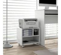 HOMCOM Support d'imprimante Meuble de rangement Caisson de Bureau Organisateur avec 4 compartiments ouverts - dim. 40L x 30l x 36H cm - en bois blanc Description:Optimisez l'organisation de vos affair
