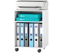 HOMCOM Support d'imprimante, meuble de rangement sur roulettes avec 2 étagères ouvertes, 40x35x55,5cm, blanc