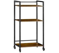 HOMCOM Support d'imprimante meuble étagère de rangement sur roulettes avec 3 étagères dim. 50L x 35l x 100,5H cm métal