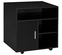 HomCom Support d'imprimante organiseur – Caisson 3 niches + grand plateau – Panneaux particules Noir