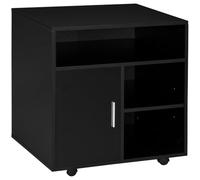 HomCom Support d'imprimante organiseur – Caisson 3 niches + grand plateau – Panneaux particules Noir