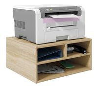 HomCom Support imprimante meuble de rangement bureau 3 compartiments 47×40×22,5 cm effet bois