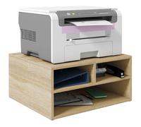 HOMCOM Support Imprimante 3 Compartiments 47x40x22,5 cm Effet Bois Naturel | Caisson de Bureau, Meuble de Rangement de Bureau, Meuble Imprimante