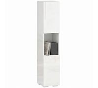 HOMCOM Support multimédia 5 niveaux, étagères réglables, portes et étagères ouvertes, meuble de rangement en bois pour lecteurs DVD, décodeur et salle d'enregistrement, blanc brillant
