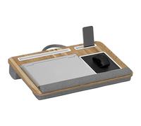 HOMCOM Support Ordinateur Portable lit Plateau pour Ordinateur Portable Table de lit avec traversin, Fente pour Tablette ou téléphone, Tapis de Souris, Repose-Poignet et poignée, 55,5 x 37 x 9 cm