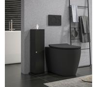 HOMCOM Support papier toilette meuble salle de bain 3 niveaux et sortie papier, pour petits espaces, noir