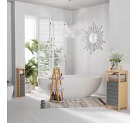 HOMCOM Support papier toilette - porte-papier toilette - armoire pour papier toilette - 2 niveaux + sortie papier MDF gris bambou