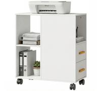 HOMCOM Support pour imprimante Table pour imprimante avec étagère réglable, roulettes pour fax scanner 60 x 30 x 65 cm Blanc