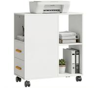 HOMCOM Support pour imprimante Table pour imprimante avec tablette réglable, roulettes, organiseur de bureau pour Chariot pour , fax, scanner Bureau 60 x 30 x 65 cm Blanc