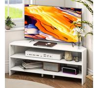 HOMCOM Support TV d'angle Moderne pour TV 47 Pouces Blanc | 2 étagères ouvertes, salon, chambre