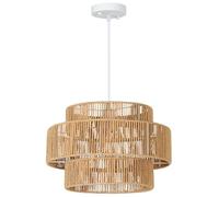 HOMCOM Suspension Lampe à suspendre avec douille E27, style boho, lampe à suspendre plafonnier avec abat-jour en corde de chanvre pour cuisine, salle à manger, marron clair