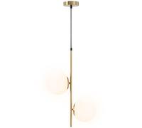 HOMCOM Suspension luminaire moderne double-tête, lustre plafonnier avec lumière suspendue réglable pour salon, entrée, finition dorée
