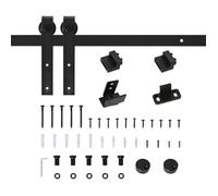 Système de porte coulissante HOMCOM Rail de roulement porte coulissante simple Ferrure de porte coulissante pour porte coulissante en bois Accessoires Acier au carbone noir 183 x 0,6 x 18 cm