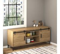HOMCOM Système de Porte Coulissante Rail de Porte Coulissante pour Doubles Portes en Bois Accessoire en Acier au Carbone Noir 183 x 0,6 x 18 cm