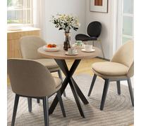 HOMCOM Table à manger 75 x 75 cm ronde Table de cuisine pour 2-4 personnes moderne Table de salle à manger avec pied en étoile Brun