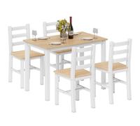 HOMCOM Table à manger avec 4 chaises pour 4 personnes, 108 cm, style rustique, avec chaises en bois massif, ensemble peu encombrant pour salle à manger et coin petit-déjeuner, naturel