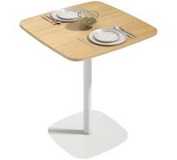 HOMCOM Table à Manger carrée pour 2 Personnes, 60 x 60 x 75 cm, Table de Cuisine avec Plateau en Effet Bois, Base carrée en Acier et Patins antidérapants, Style Moderne, Effet Bois Naturel