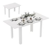 HOMCOM Table à manger extensible 120-160 x 80 cm pour 4 à 6 personnes Table de salle à manger moderne pour cuisine, salle à manger, blanc brillant