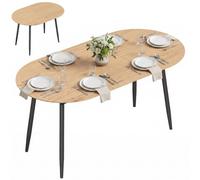 HOMCOM Table à Manger Extensible Ovale pour 4 à 6 Personnes Chêne | Table de Cuisine 120-160 cm, Bords Arrondis, Style Campagne, pour Petits Espaces, Salle à Manger, Salon