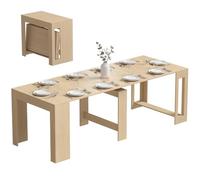 HOMCOM Table à manger extensible pour 10 personnes 48/96/144/192/240 x 90 cm Marron clair