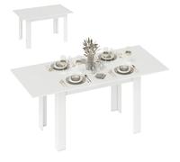 HOMCOM Table à Manger Extensible pour 6-8 Personnes avec Panneaux rabattables, Table de Cuisine Extensible en MDF, pour Salle à Manger, Salon, 140-180x80x75 cm, Blanc