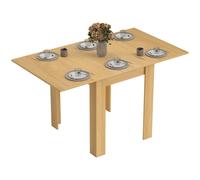 HOMCOM Table à manger extensible rectangle pour 4 à 6 personnes, table de cuisine 70-140 cm, patins en feutre, bois naturel