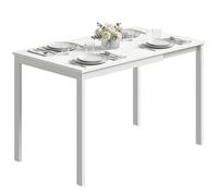 HOMCOM Table à Manger Extensible Rectangle pour 4 à 6 Personnes, Table de Cuisine 80-120 cm, Extension coulissante Facile, Pieds en Acier, pour Petits espaces, Salle à Manger, Salon, Blanc