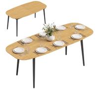 HOMCOM Table à Manger Extensible Rectangle pour 6 à 8 Personnes 160-200 cm | Table de Cuisine avec Étagère, Style Moderne, pour Petits Espaces, Salle à Manger, Salon, Marron
