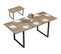 HOMCOM Table à Manger Extensible Rectangle pour 6 à 8 Personnes, Table de Cuisine avec rallonge 140-180 cm, Style Industriel, piètement en Acier, pour Salle à Manger, Salon, Effet Bois Naturel