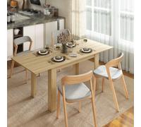 HOMCOM Table à manger extensible, table de cuisine rectangulaire, pour 6-8 personnes, 140-180 x 80 cm, effet bois naturel