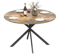 HOMCOM Table à Manger Industrielle pour 4, Ø 120 cm, Brun Rustique | Table ronde de cuisine, avec pieds en acier, pour salle à manger, cuisine, bureau à domicile