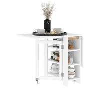 HOMCOM Table à Manger Pliable, Table Pliante Cuisine, sur roulettes, avec 2 abattants et 3 étagères, Design Moderne, Table de Cuisine pour Petits espaces, 120 x 60 x 75 cm, Blanc