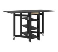 HOMCOM Table à Manger Pliable, Table Pliante Cuisine, sur roulettes, avec 2 abattants et 3 étagères, Design Moderne, Table de Cuisine pour Petits espaces, 120 x 60 x 75 cm, Noir