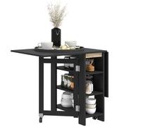 HOMCOM Table à Manger Pliable, Table Pliante Cuisine, sur roulettes, avec 2 abattants et 3 étagères, Design Moderne, Table de Cuisine pour Petits espaces, 120 x 60 x 75 cm, Noir