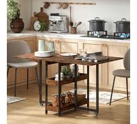 HOMCOM Table à manger pliante dans un design industriel, pour jusqu'à 4 personnes, étagères ouvertes, flexible, métal, panneau de particules, brun