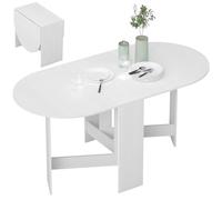 HOMCOM Table à Manger Pliante jusqu'à 6 Personnes Blanc | Table Pliante Cuisine Ovale, pour Petits Espaces, Salle à Manger