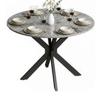 HOMCOM Table à manger pliante pour 2-6 personnes, table ronde pliante avec cadre en acier double X, plateau épais, gris ciment