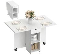 HOMCOM Table à Manger Pliante pour 2 à 4 Personnes Blanc | Table de Cuisine Extensible, 2 Abattants, pour Petits Espaces, Rectangulaire, Design Moderne