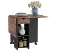HOMCOM Table à Manger Pliante pour 2 à 4 Personnes Brun Rustique Noir | Table de Cuisine Extensible, 2 Abattants, pour Petits Espaces, Rectangulaire, Design Moderne