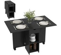 HOMCOM Table à Manger Pliante pour 2 à 4 Personnes Noir | Table de Cuisine Extensible, 2 Abattants, pour Petits Espaces, Rectangulaire, Design Moderne