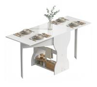 HOMCOM Table à manger pliante Table de cuisine avec rangement pour 2-4 personnes Table pliante pour petits espaces Salle à manger 160 x 60 x 75 cm Blanc