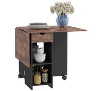HOMCOM Table à Manger Pliante, Table de Cuisine Extensible, pour 2 à 4 Personnes, avec 2 abattants, pour Petits espaces, rectangulaire, Design Moderne, Brun Rustique et Noir
