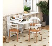 HOMCOM Table à manger pliante, table de cuisine pour 3 personnes, plateau à abattant et 4 étagères, 79x91x93cm, blanc
