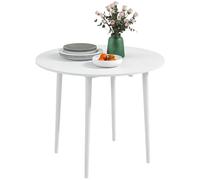 HOMCOM Table à Manger Pliante, Table de Cuisine Ronde Ø 89 cm pour 4 Personnes avec 2 abattants, Pieds en Bois de pin, Design Moderne, pour Petits espaces, Blanc