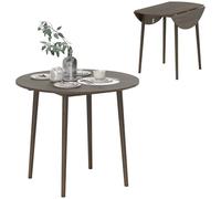 HOMCOM Table à Manger Pliante, Table de Cuisine Ronde Ø 89 cm pour 4 Personnes avec 2 abattants, Pieds en Bois de pin, Design Moderne, pour Petits espaces, Gris
