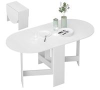 HOMCOM Table à Manger Pliante, Table Pliante Cuisine Ovale jusqu'à 6 Personnes, pour Petits espaces, Salle à Manger, Blanc