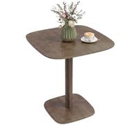 HomCom Table à manger design finition biseautée 4 personnes 70×70×75 cm bois hévéa marron