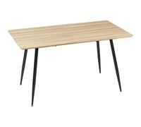 HomCom Table à manger rectangulaire 140x80x76 cm 4 personnes plateau effet bois naturel et noir