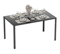 HOMCOM Table à Manger rectangulaire pour 4 Personnes, 120 x 60 x 75 cm, Table de Cuisine avec Plateau en Verre trempé et Pieds en métal, Style Moderne, Noir